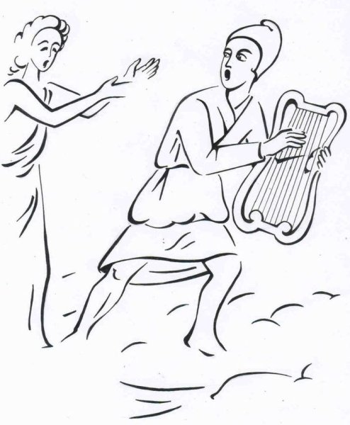 Рисунок к опере Глюка Орфей и Эвридика