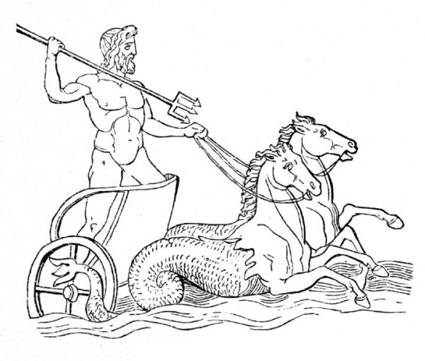 Мифы древней Греции рисунок Посейдон