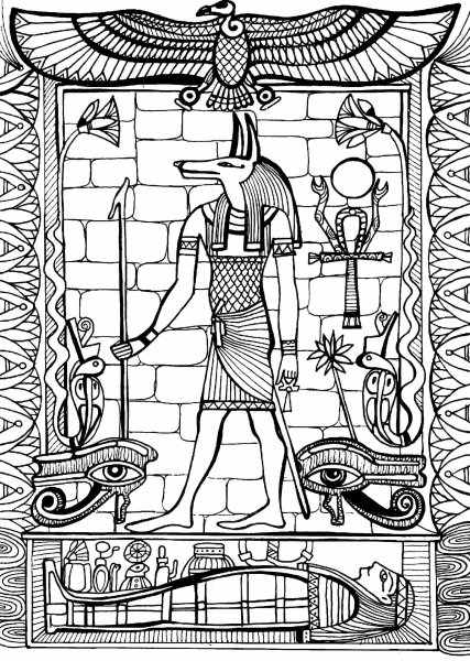 Раскраска Египет Анубис Бог Египта