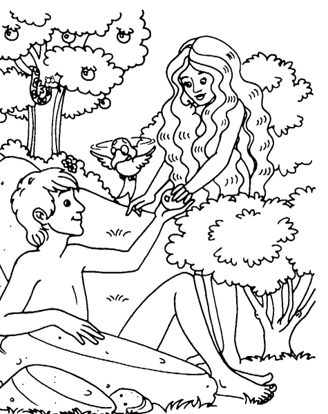 Адам и ева раскраска для детей