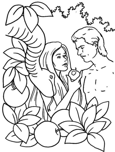 Библейский сюжет рисунок адам и ева