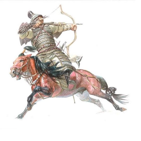 Татаро монгольский воин на коне