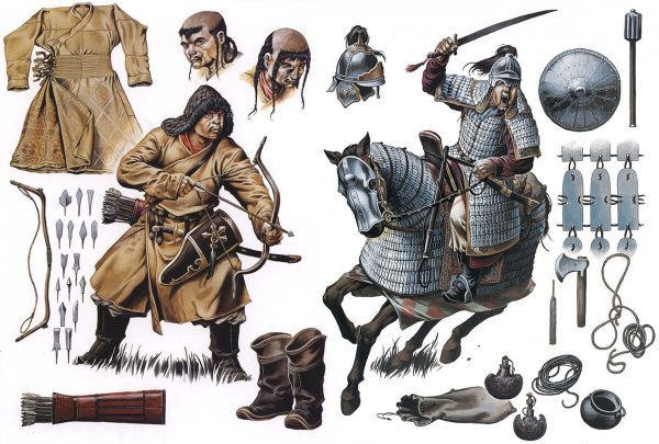 Монгольские воины Чингисхана 13 века