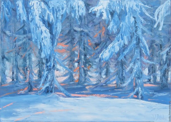 Картина зимний лес для детей