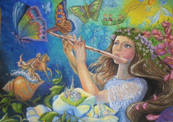Девушка с флейтой картина
