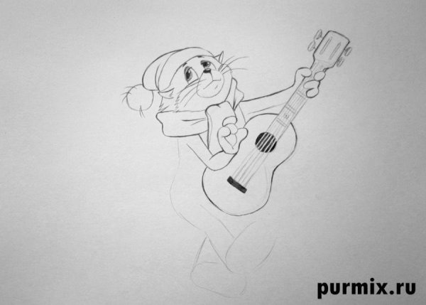 Кот Матроскин с гитарой раскраска