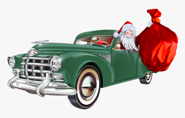 Санта Клаус на машине