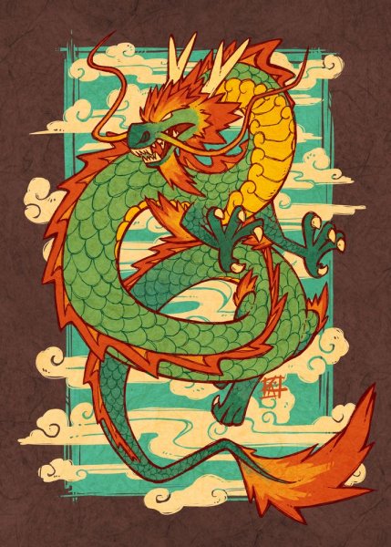 Японские плакаты с драконами
