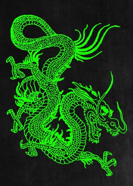 Неоновый дракон зеленый