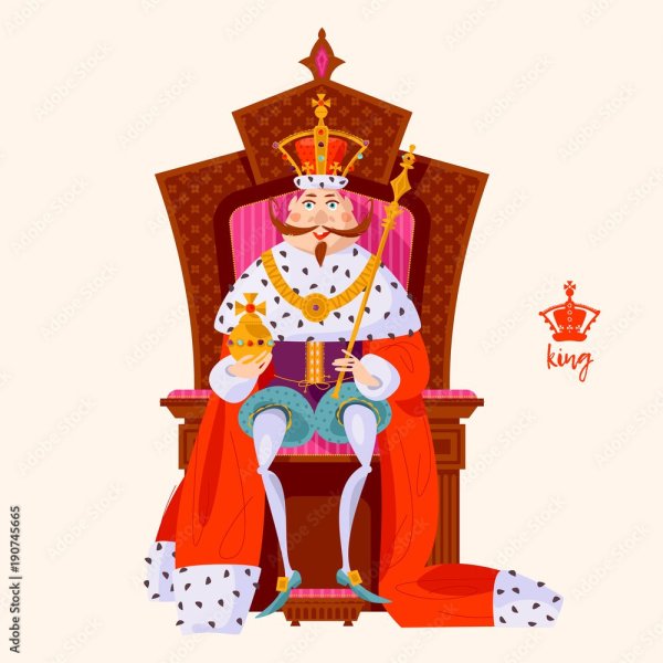 Царь-Король на троне -шарж