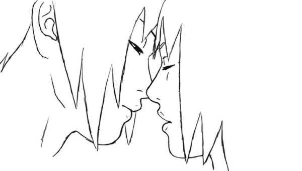 Наруто и Саске поцелуй