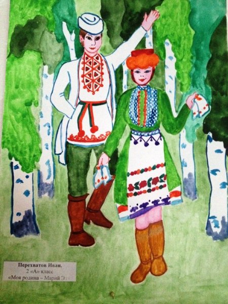 Марийский национальный костюм рисунок