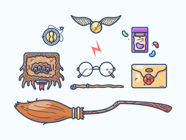 Волшебные предметы из Гарри Поттера для зарисовки