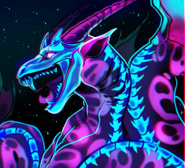 Неоновый дракон фиолетовый