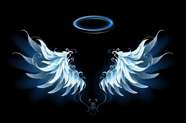 Ангел с крыльями и нимбом