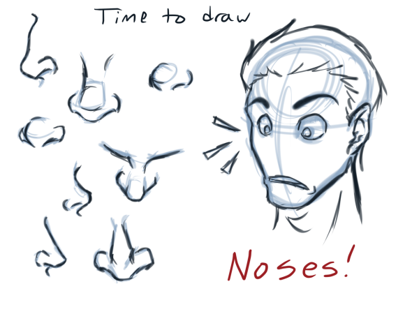 Разные стили рисования носа