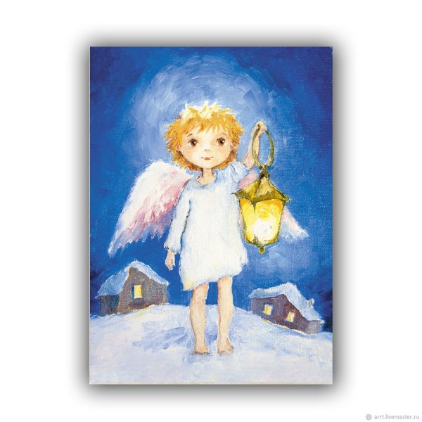 Рождественская открытка с ангелочками