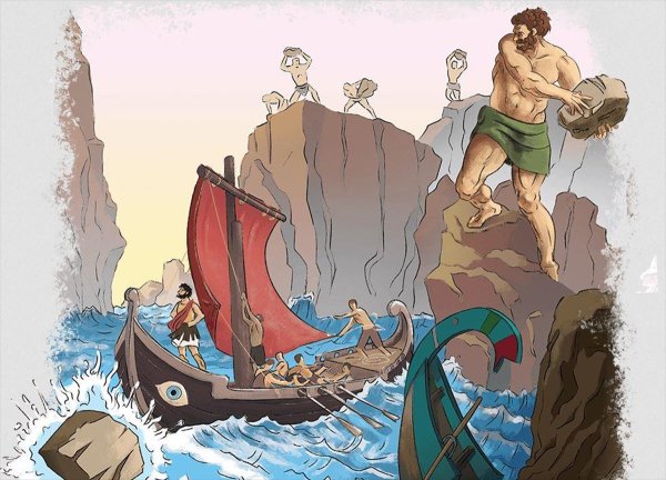 Иллюстрация к поэме Гомера Одиссея на острове циклопов