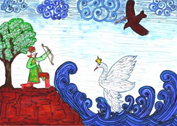 Иллюстрация к сказке Александра Сергеевича Пушкина о царе Салтане