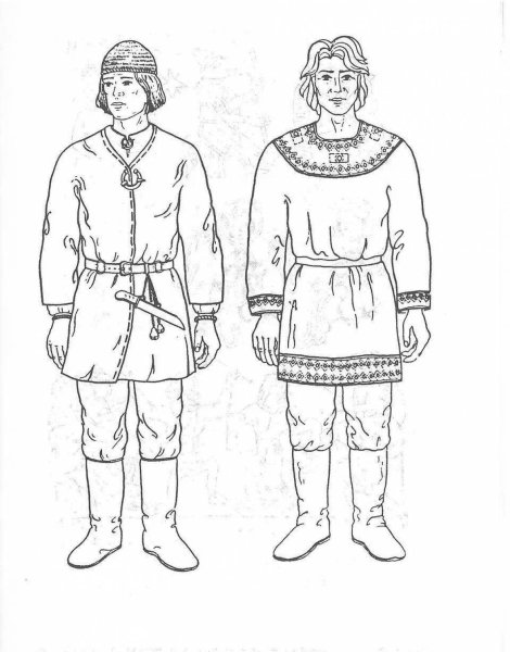 Древнерусский мужской костюм рисунок