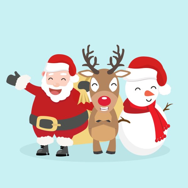 Мультяшный Санта и олень
