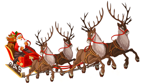 Санта Клаус с оленями новогодний