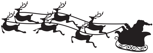 Санта на санях с оленями