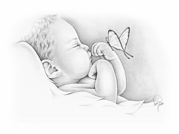 Младенец рисунок карандашом
