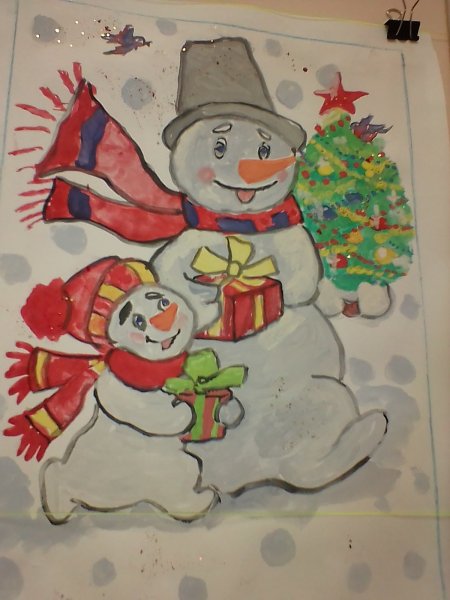 Рисование на тему Веселые снеговички