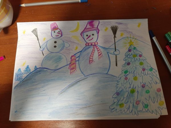 Нарисовать парад снеговиков