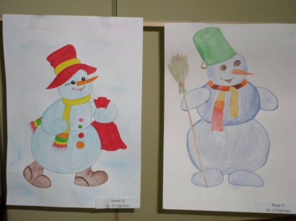 Рисунок на тему парад снеговиков