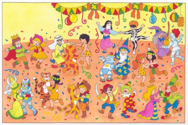Дети танцуют на празднике рисование