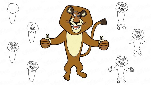 Как нарисовать Льва Алекса из Мадагаскара
