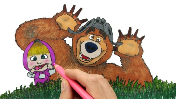 Маша и медведь рисовать