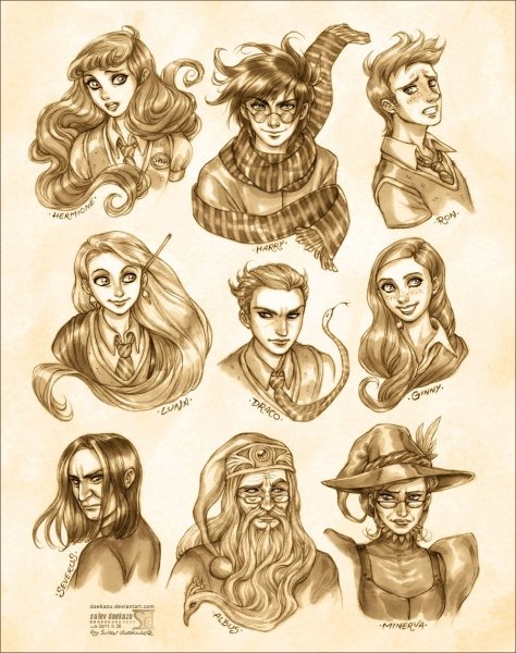 Рисунки для срисовки Гарри Поттер персонажи