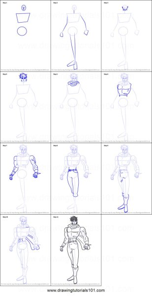 Джоджо персонажи нарисовать поэтапно