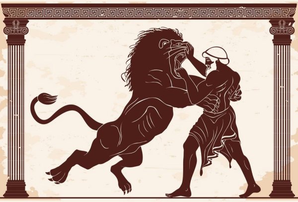Греции Геракл и немейский Лев
