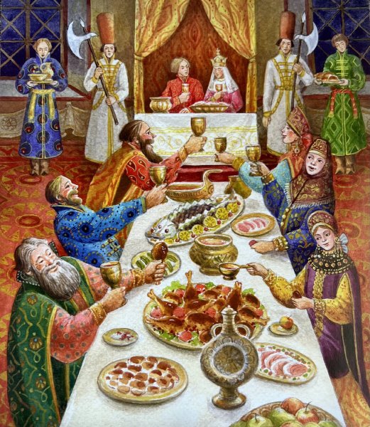 Рисунки пир царя за столом