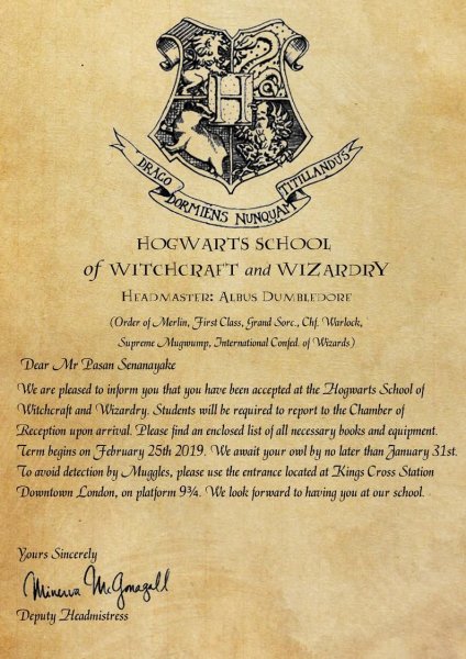 Письмо в Хогвартс Гарри Поттер