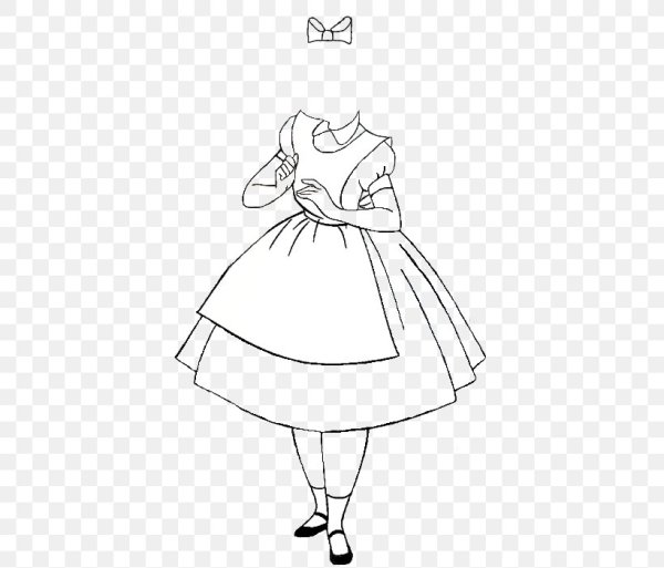 Нарисовать Алису в стране чудес в платье