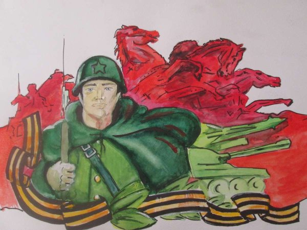 Рисунок солдата на 9 мая