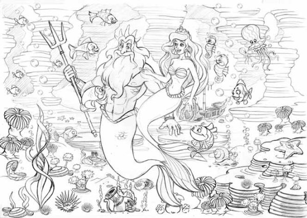Раскраска Садко и морской царь