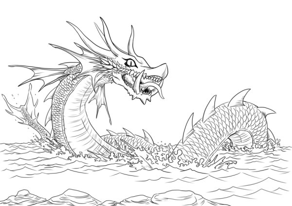 Водяной дракон раскраска