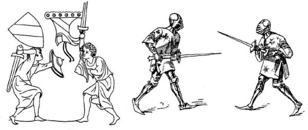 Поединок двух рыцарей на мечах