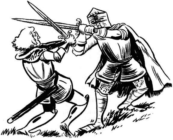 Поединок двух рыцарей на мечах