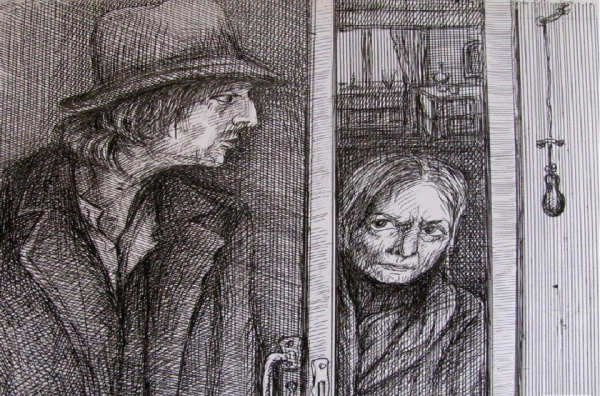 Иллюстрация к роману преступление и наказание Раскольников и старуха