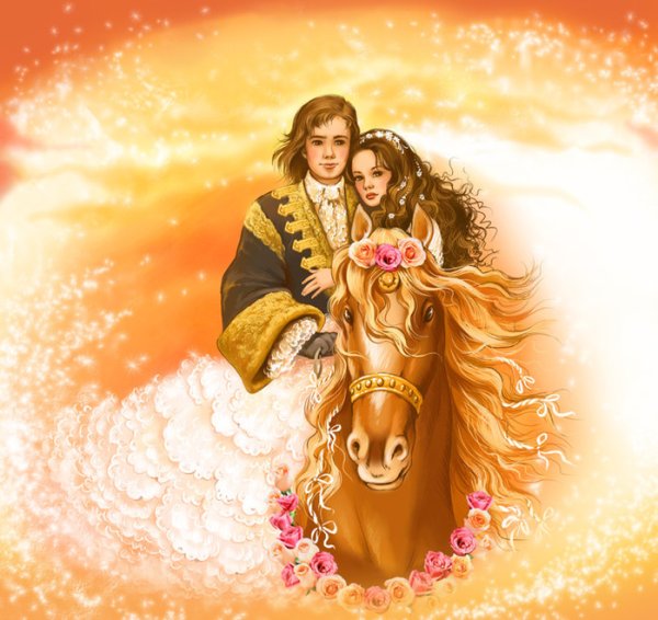 Рисунки принц и принцесса на коне