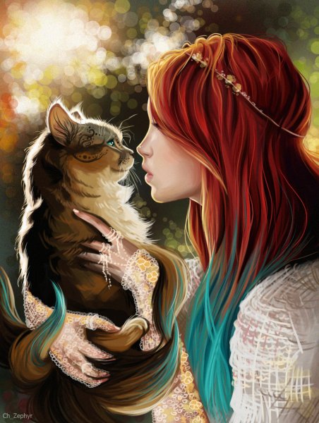 Девушка с рыжим котом