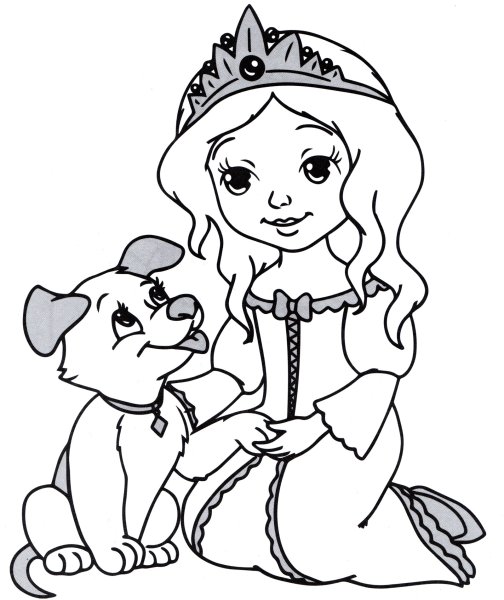 Раскраска для девочек девочка с собачкой