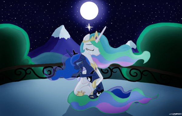 Лунная пони и принцесса Селестия